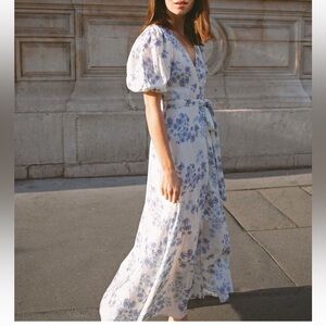 Floral Blue and White Maxi Dress